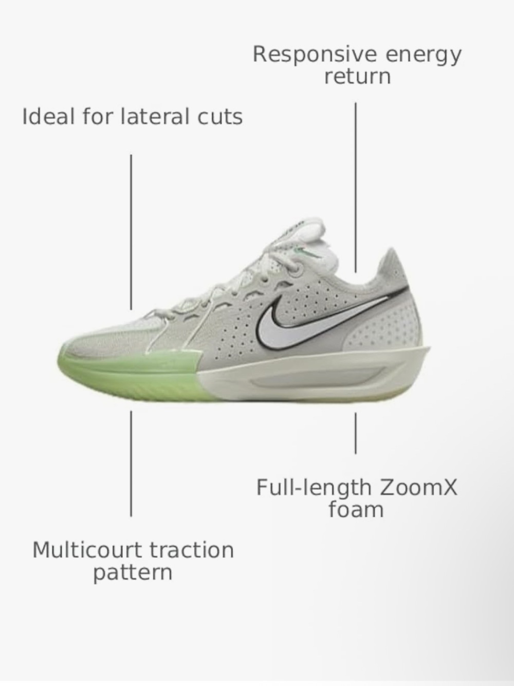 Nike G.T. Cut 3 Basketball Shoes (Light Bone/Vapor Green/Cargo Khaki/Sail)